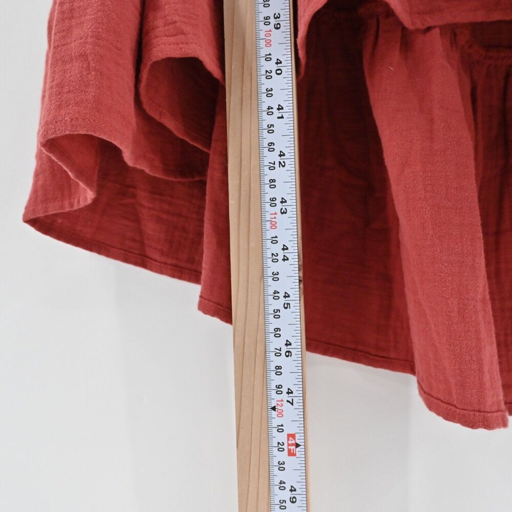 DREW Dress Sz XS Burnt Orange Cotton Tier Ruffle Amber Belt Button ANTHROPOLOGIE - Picture 12 of 13